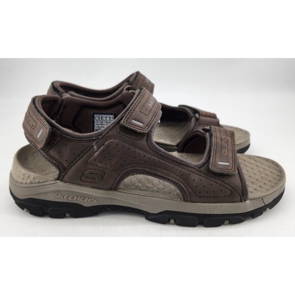 Skechers Size 10 Tresmen Garo Chocolate Sandals Relaxed Fir Luxe Foam 204105 - Picture 4 of 10